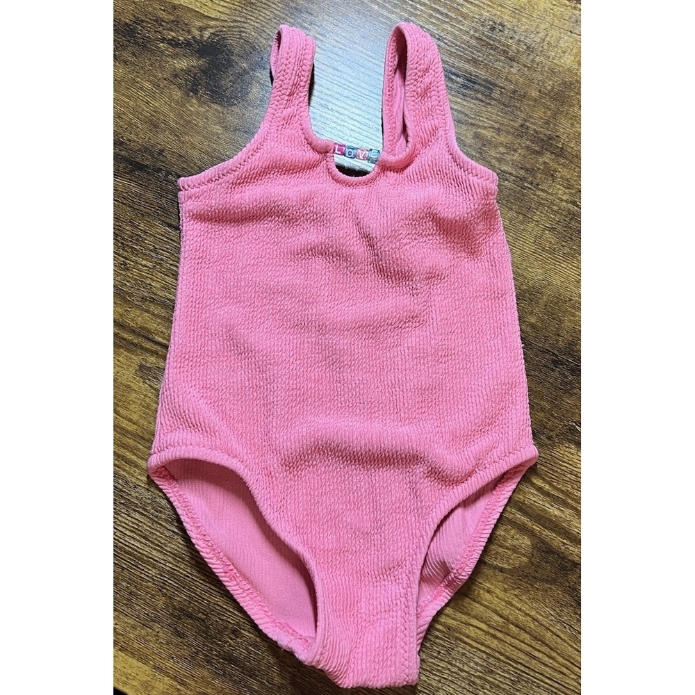 Zara Girls Pink LOVE Swimsuit Size 2 NEW One Piece Swimwear Summer